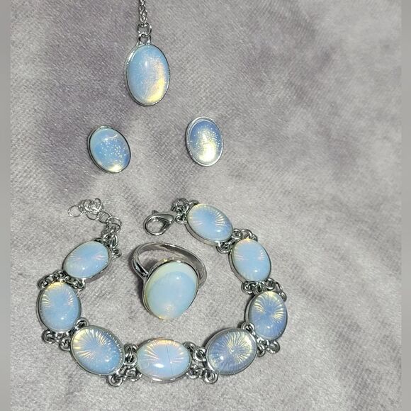 Opalite Bracelet, Ring, Earrings & Pendant Necklace - Picture 8 of 16